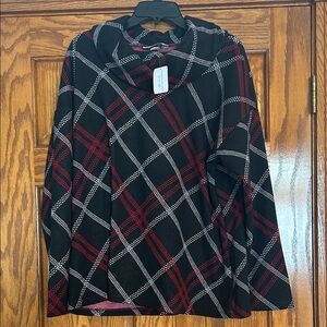 NWT Plaid Cowl Neck Sweater Size XL